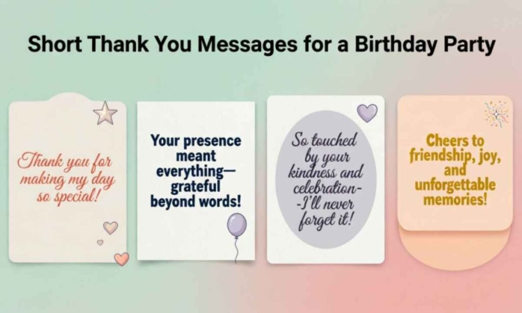 Short Thank You Messages for a Birthday Party