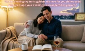 Good evening message to my love Image: “As the evening sky turns golden, my love for you shines even brighter. Hope your evening is as wonderful as you are.”