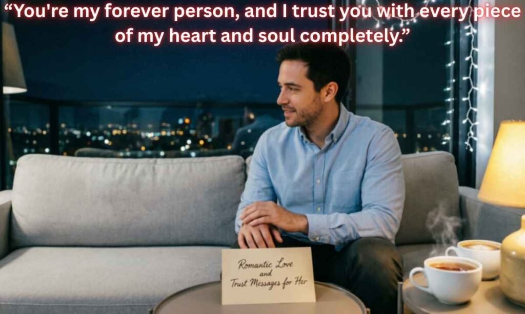 Romantic Love and Trust Messages for Her:
“You're my forever person, and I trust you with every piece of my heart and soul completely.”