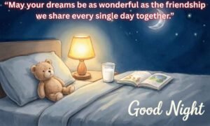 Good Night Messages Images: “May your dreams be as wonderful as the friendship we share every single day together.”