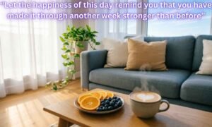 Best Friday Blessings Image: "Let the happiness of this day remind you that you have made it through another week stronger than before."