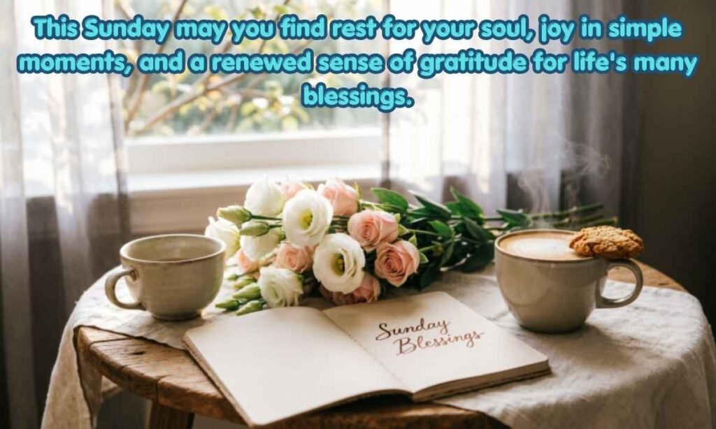 Sunday Blessings Image:
This Sunday may you find rest for your soul, joy in simple moments, and a renewed sense of gratitude for life's many blessings.