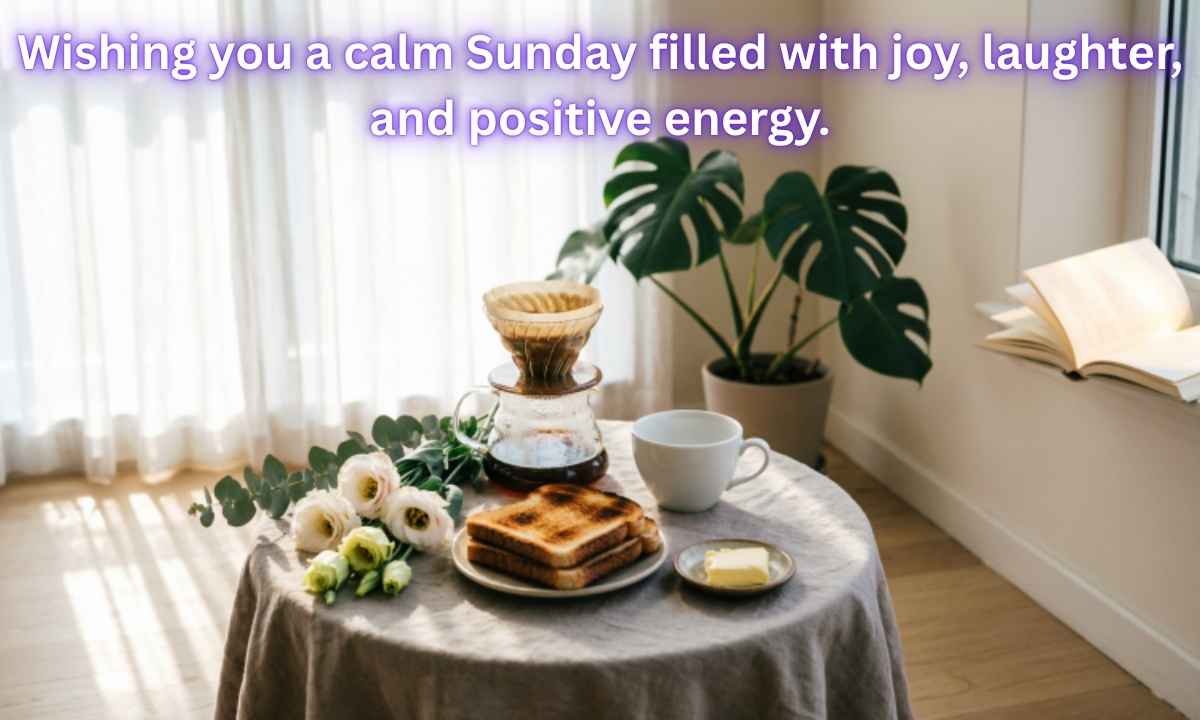 Beautiful Sunday Blessings Quotes Image: It is written in the image that "Wishing you a calm Sunday filled with joy, laughter, and positive energy."