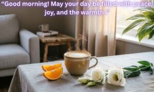 Good Morning Blessings Image: Good morning! May your day be filled with peace, joy, and the warmth.