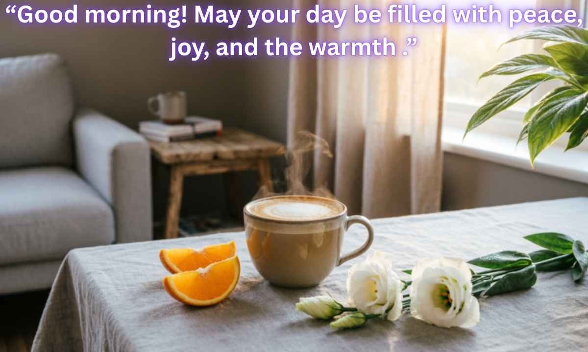 Good Morning Blessings Image: Good morning! May your day be filled with peace, joy, and the warmth.